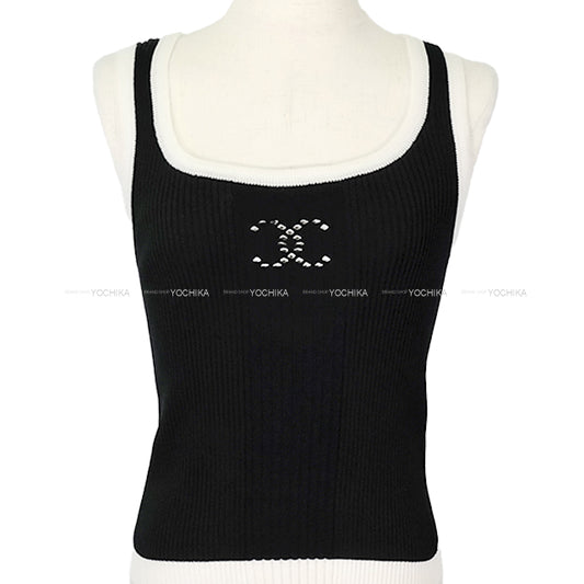 CHANEL Tank top COCO Mark Noir (Black)/Blanc (White) Cotton/Reyon #34 P78636[BRAND NEW][Authentic]