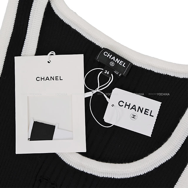 CHANEL Tank top COCO Mark Noir (Black)/Blanc (White) Cotton/Reyon #34 P78636[BRAND NEW][Authentic]