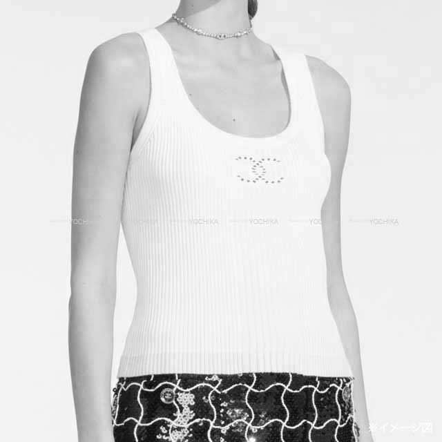 CHANEL Tank top COCO Mark Noir (Black)/Blanc (White) Cotton/Reyon #34 P78636[BRAND NEW][Authentic]