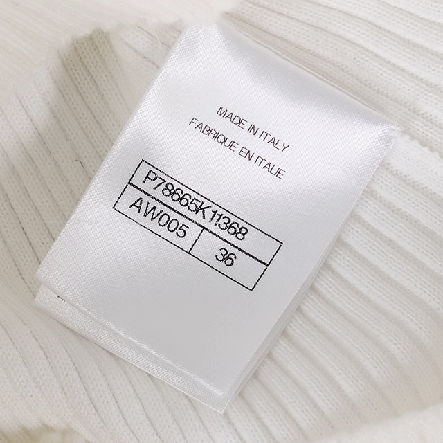 CHANEL Knit Short-Sleeve COCO Mark Blanc (White) Cotton/Reyon #36 P78665[BRAND NEW][Authentic]