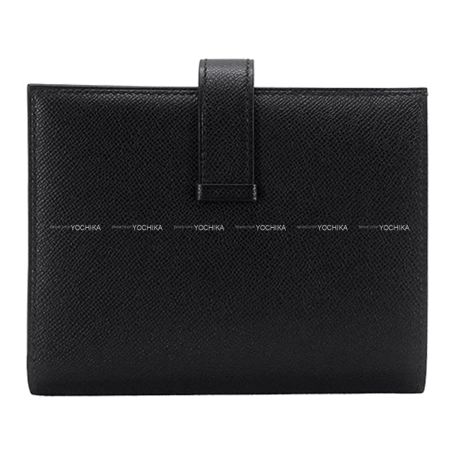 HERMES Bi-fold wallet Bearn Compact Monochrome SO BLACK Noir (Black) Veau Madame Black HW Stamp W[BRAND NEW][Authentic]
