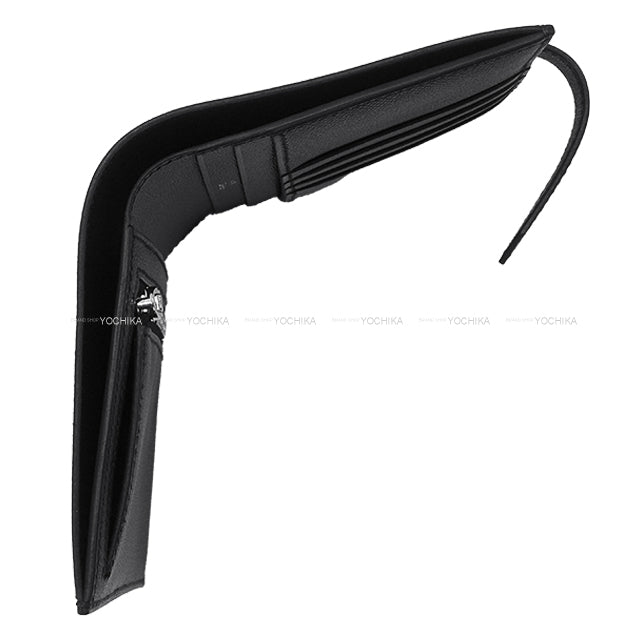 HERMES Bi-fold wallet Bearn Compact Monochrome SO BLACK Noir (Black) Veau Madame Black HW Stamp W[BRAND NEW][Authentic]
