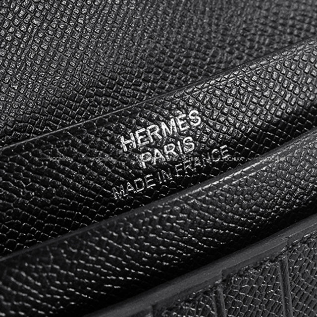HERMES Bi-fold wallet Bearn Compact Monochrome SO BLACK Noir (Black) Veau Madame Black HW Stamp W[BRAND NEW][Authentic]