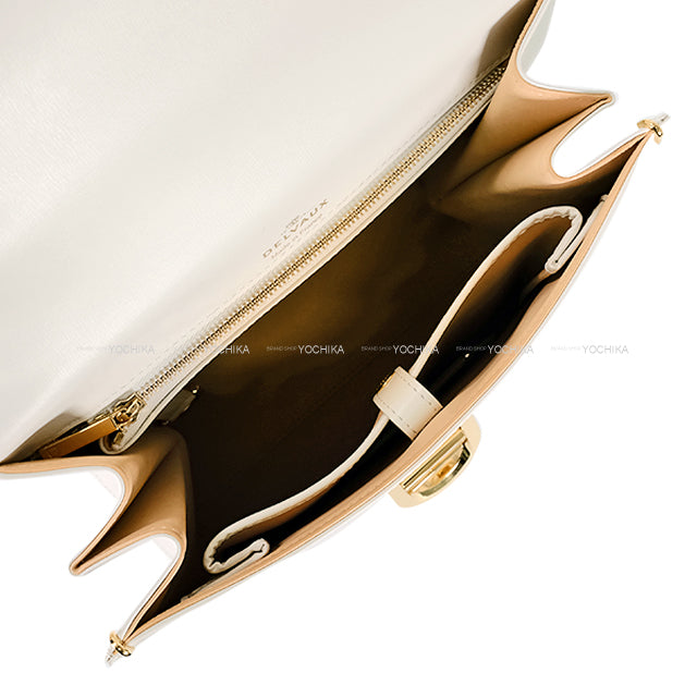 [Pre-loved] 2023SS Magritte Collection Delvaux Handbag Le Rumour MM White(Blanc)/Light Blue Box Calf Gold HW AA0558BRC0AZHDO[LIKE NEW][Authentic]