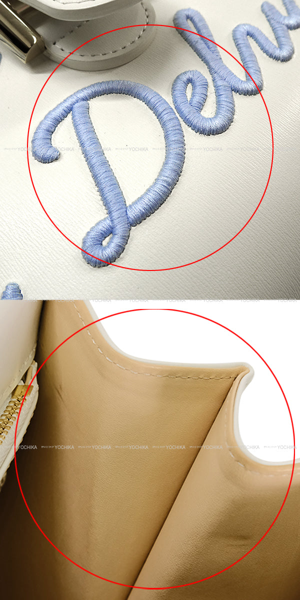 [Pre-loved] 2023SS Magritte Collection Delvaux Handbag Le Rumour MM White(Blanc)/Light Blue Box Calf Gold HW AA0558BRC0AZHDO[LIKE NEW][Authentic]