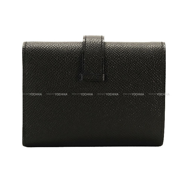 HERMES Tri-fold wallet Bearn Combine Verso Noir (Black)/Rouge H Veau Epsom Gold HW Stamp K[BRAND NEW][Authentic]