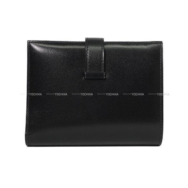 HERMES Bi-fold wallet Bearn Compact Noir (Black) Box Calf Gold HW Stamp Y[ALMOST NEW][Authentic]