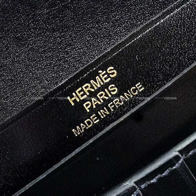 HERMES Bi-fold wallet Bearn Compact Noir (Black) Box Calf Gold HW Stamp Y[ALMOST NEW][Authentic]