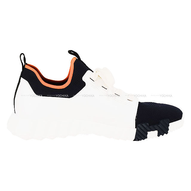 [Pre-loved] HERMES sneakers Depard White/Marine/Orange Calf/Mesh ＃43[LIKE NEW][Authentic]