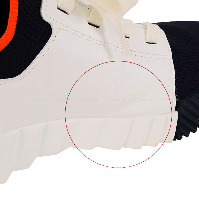 [Pre-loved] HERMES sneakers Depard White/Marine/Orange Calf/Mesh ＃43[LIKE NEW][Authentic]