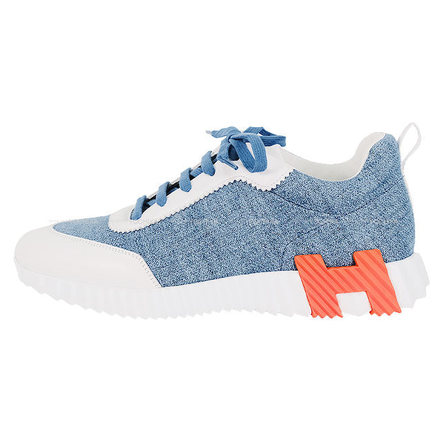 HERMES sneakers Mens Bouncing  White/Blue/Orange Calf/Denim #43[EXCELLENT][Authentic]