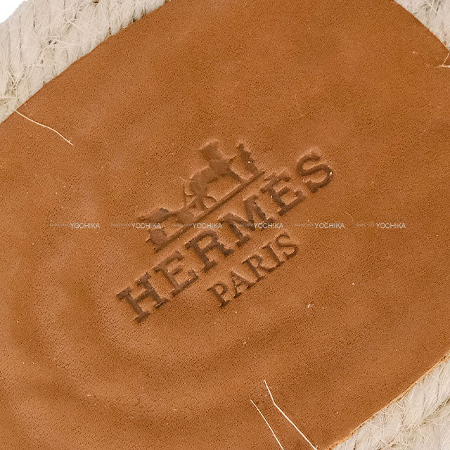 [Pre-loved] HERMES sandals Antigua Gold Calf/Raffia #43[USED SA][Authentic]