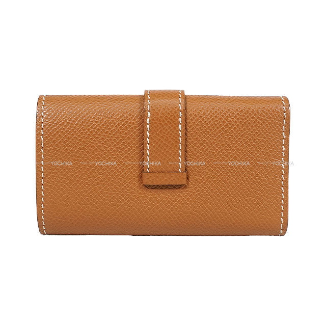 [Pre-loved] HERMES key case Bearn 4-row key case Gold Veau Epsom Silver HW Stamp U[LIKE NEW][Authentic]