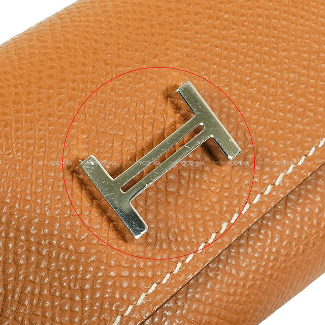 [Pre-loved] HERMES key case Bearn 4-row key case Gold Veau Epsom Silver HW Stamp U[LIKE NEW][Authentic]