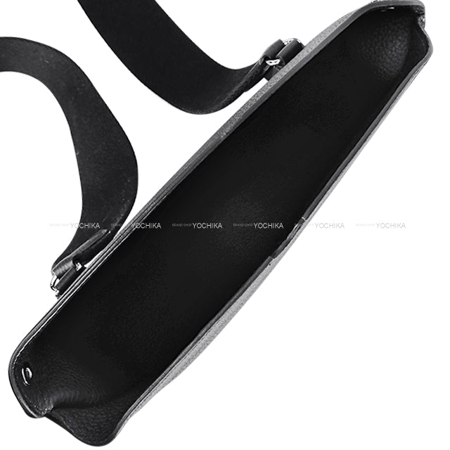 [Pre-loved] HERMES Shoulder bag Cross body bag Videpoches H logo Evelyn punching Noir (Black) Veau Togo Silver HW Stamp B[LIKE NEW][Authentic]