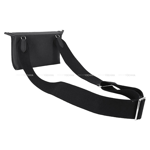 [Pre-loved] HERMES Shoulder bag Cross body bag Videpoches H logo Evelyn punching Noir (Black) Veau Togo Silver HW Stamp B[LIKE NEW][Authentic]