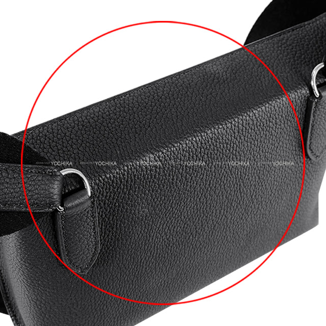 [Pre-loved] HERMES Shoulder bag Cross body bag Videpoches H logo Evelyn punching Noir (Black) Veau Togo Silver HW Stamp B[LIKE NEW][Authentic]