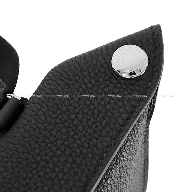 [Pre-loved] HERMES Shoulder bag Cross body bag Videpoches H logo Evelyn punching Noir (Black) Veau Togo Silver HW Stamp B[LIKE NEW][Authentic]