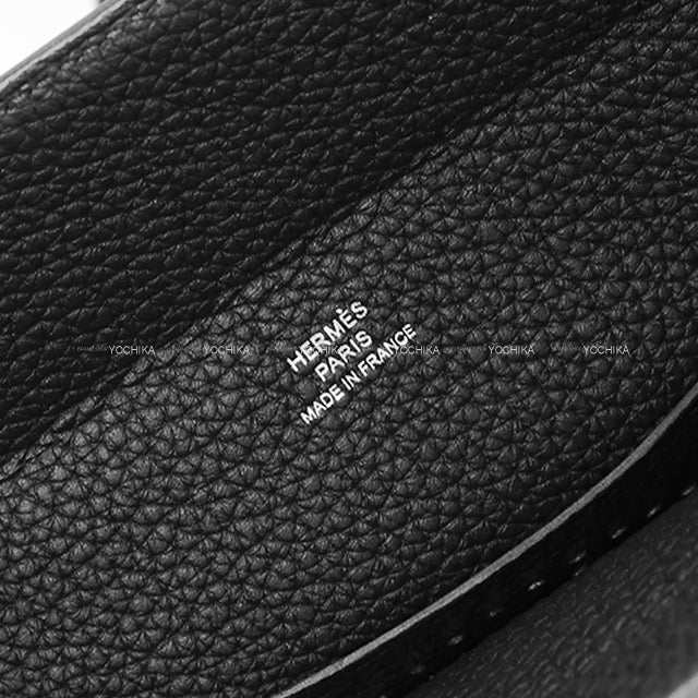 [Pre-loved] HERMES Shoulder bag Cross body bag Videpoches H logo Evelyn punching Noir (Black) Veau Togo Silver HW Stamp B[LIKE NEW][Authentic]