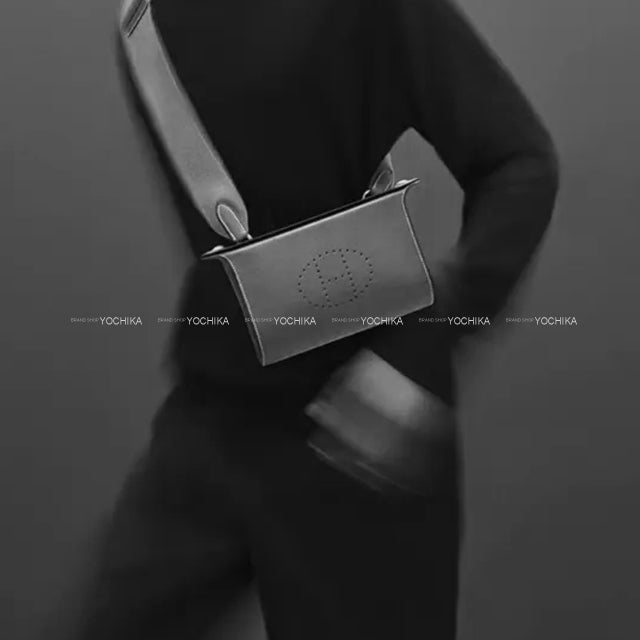 [Pre-loved] HERMES Shoulder bag Cross body bag Videpoches H logo Evelyn punching Noir (Black) Veau Togo Silver HW Stamp B[LIKE NEW][Authentic]