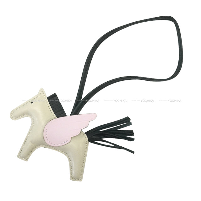 [Pre-loved] HERMES bag charm Rodeo Pegasus PM Craie/Rose Sakura/Vert Cypress Agneau Milo/Veau Swift Stamp U[LIKE NEW][Authentic]