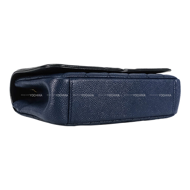 [Pre-loved] CHANEL Shoulder bag Chain Filigree Big COCO Mark Small Flap Navy/Noir (Black) Graind Calf(Caviarskin) Antique Gold HW A93340[USED SA][Authentic]