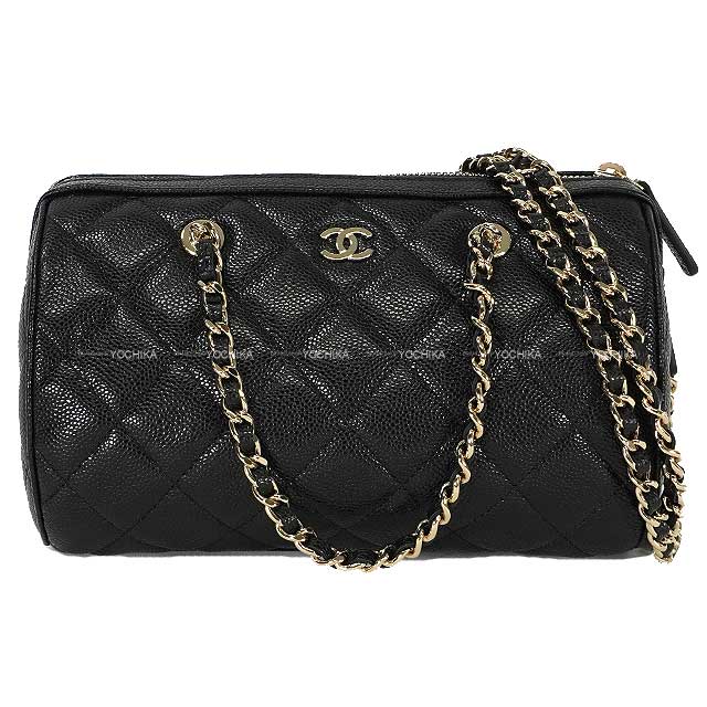 CHANEL Shoulder bag Mini Boston Matelasse 2WAY COCO mark Noir (Black) Bordeaux Graind Calf(Caviarskin) Champagne Gold HW AP4474[EXCELLENT][Authentic]