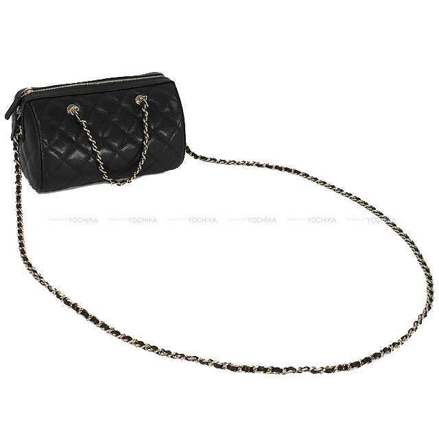 CHANEL Shoulder bag Mini Boston Matelasse 2WAY COCO mark Noir (Black) Bordeaux Graind Calf(Caviarskin) Champagne Gold HW AP4474[EXCELLENT][Authentic]