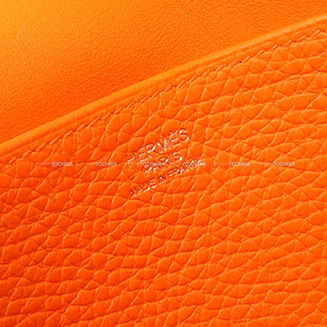 HERMES Shoulder bag Halzan 25 Orange Minium Taurillon Clemence Silver HW Stamp B[EXCELLENT][Authentic]