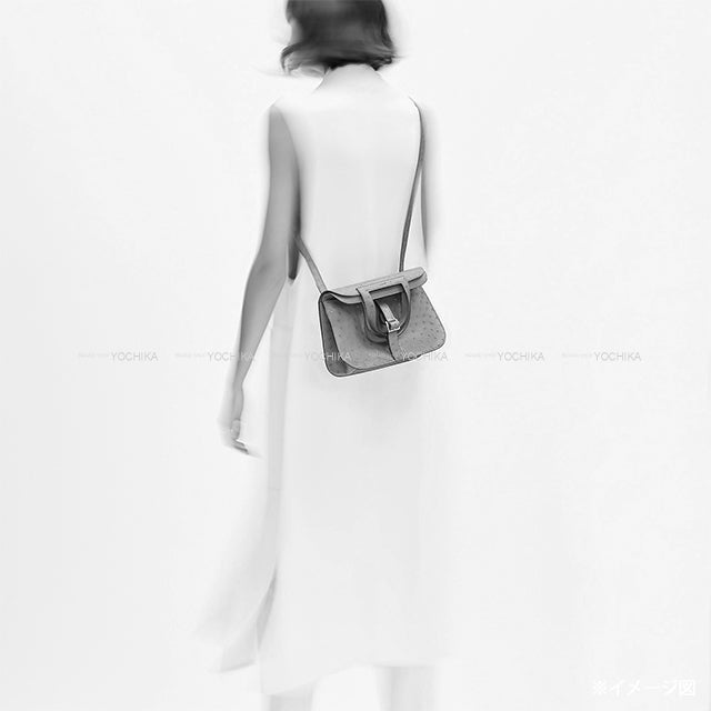 HERMES Shoulder bag Halzan 25 Orange Minium Taurillon Clemence Silver HW Stamp B[EXCELLENT][Authentic]