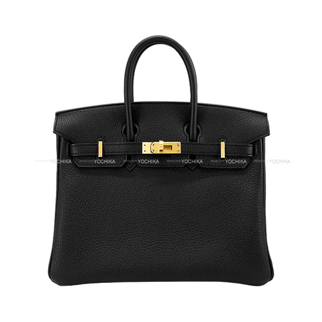 HERMES Handbag Birkin25 Noir (Black) Veau Togo Mat Gold HW Stamp K[BRAND NEW][Authentic]