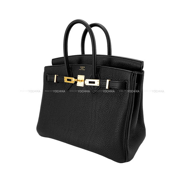 HERMES Handbag Birkin25 Noir (Black) Veau Togo Mat Gold HW Stamp K[BRAND NEW][Authentic]
