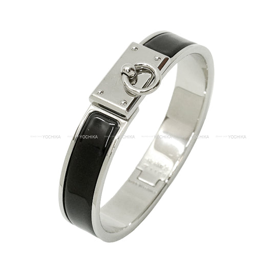 [Pre-loved] HERMES bracelet Click Anneau #ST Noir (Black) Enameled/silver plated[USED SA][Authentic]