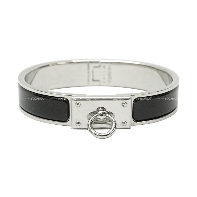 [Pre-loved] HERMES bracelet Click Anneau #ST Noir (Black) Enameled/silver plated[USED SA][Authentic]