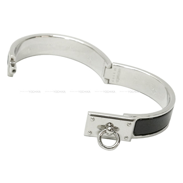 [Pre-loved] HERMES bracelet Click Anneau #ST Noir (Black) Enameled/silver plated[USED SA][Authentic]