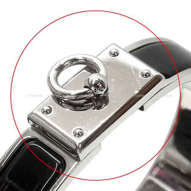 [Pre-loved] HERMES bracelet Click Anneau #ST Noir (Black) Enameled/silver plated[USED SA][Authentic]