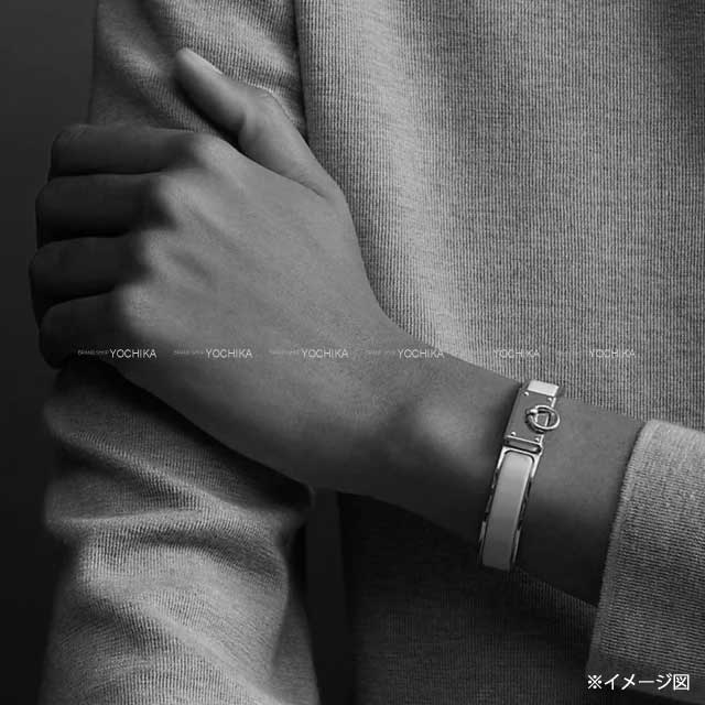 [Pre-loved] HERMES bracelet Click Anneau #ST Noir (Black) Enameled/silver plated[USED SA][Authentic]