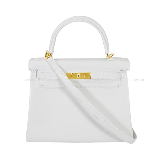 HERMES Shoulder bag Kelly28 Retourne Blanc (White) Evercolor Gold HW Stamp W[BRAND NEW][Authentic]