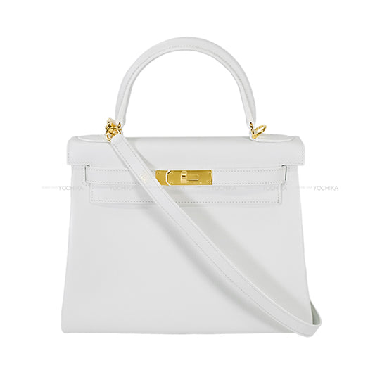 HERMES Shoulder bag Kelly28 Retourne Blanc (White) Evercolor Gold HW Stamp W[BRAND NEW][Authentic]