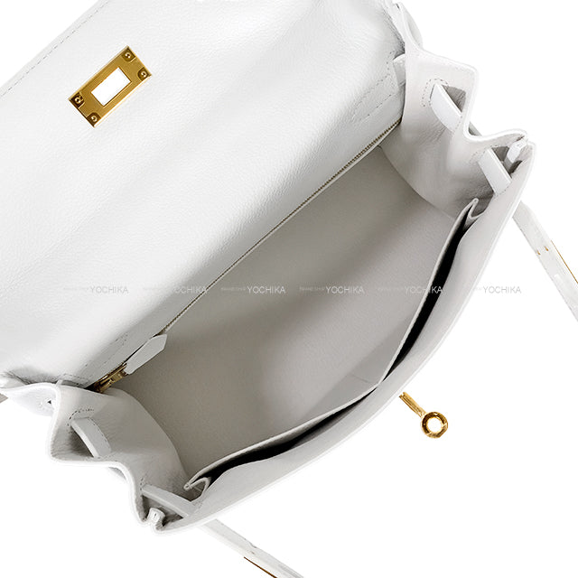 HERMES Shoulder bag Kelly28 Retourne Blanc (White) Evercolor Gold HW Stamp W[BRAND NEW][Authentic]