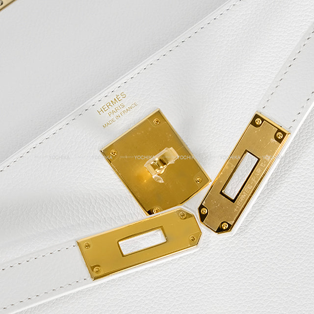 HERMES Shoulder bag Kelly28 Retourne Blanc (White) Evercolor Gold HW Stamp W[BRAND NEW][Authentic]