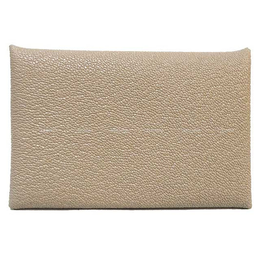 HERMES card holder Calvi Gris Tourterelle Chevre Mysore Silver HW Stamp W[BRAND NEW][Authentic]