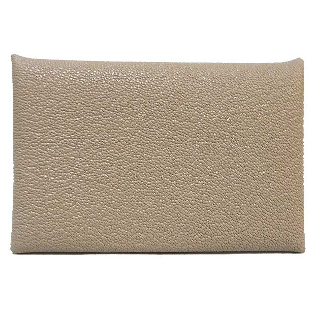 HERMES card holder Calvi Gris Tourterelle Chevre Mysore Silver HW Stamp W[BRAND NEW][Authentic]