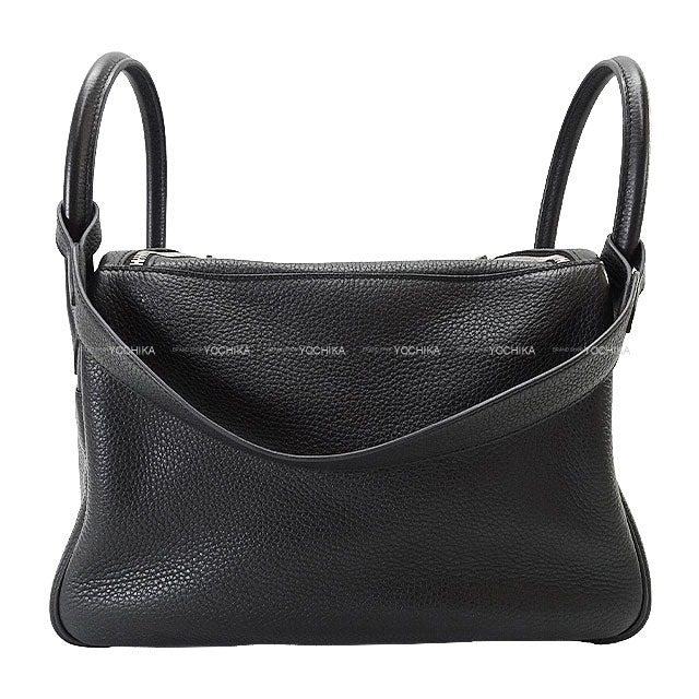 [Pre-loved] HERMES Shoulder bag Lindy 30 Noir (Black) Taurillon Clemence Silver HW Stamp C[USED SA][Authentic]