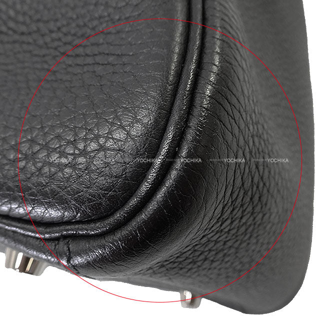 [Pre-loved] HERMES Shoulder bag Lindy 30 Noir (Black) Taurillon Clemence Silver HW Stamp C[USED SA][Authentic]