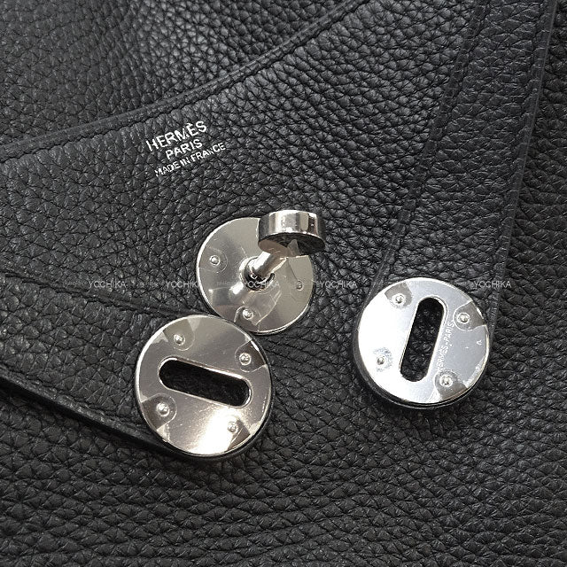 [Pre-loved] HERMES Shoulder bag Lindy 30 Noir (Black) Taurillon Clemence Silver HW Stamp C[USED SA][Authentic]