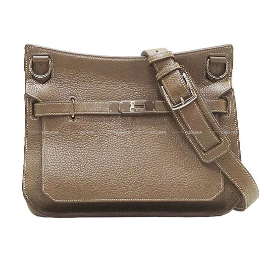 [Pre-loved] HERMES Shoulder bag Jypsiere 28 Etoupe Taurillon Clemence Silver HW Stamp □P[USED A][Authentic]