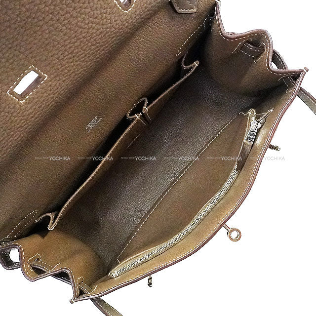 [Pre-loved] HERMES Shoulder bag Jypsiere 28 Etoupe Taurillon Clemence Silver HW Stamp □P[USED A][Authentic]