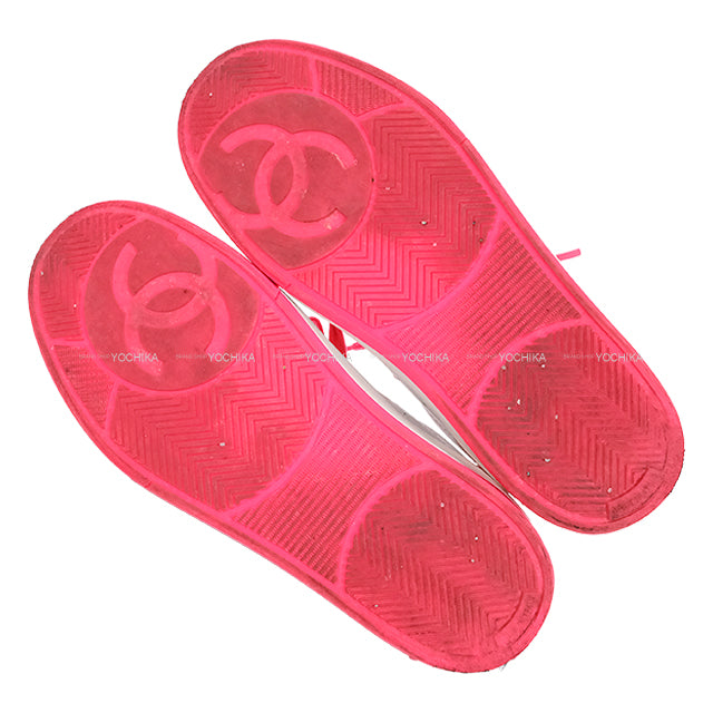 [Pre-loved] CHANEL sneakers Back logo low-frequency cut White/Pink Leather 37 G35934[USED SA][Authentic]