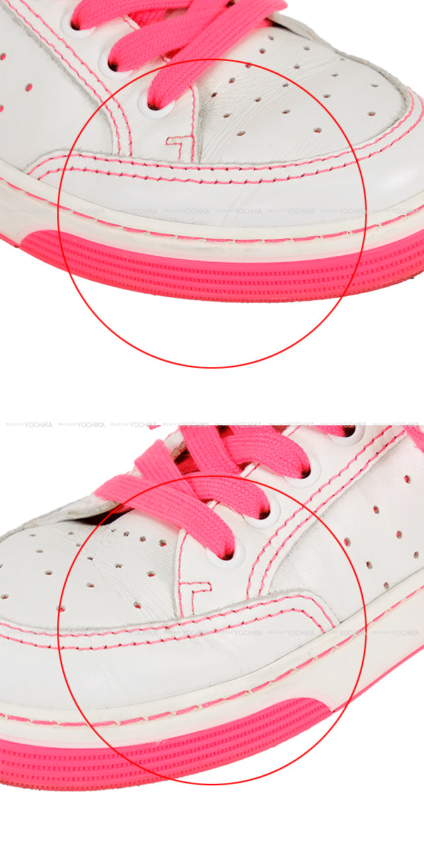 [Pre-loved] CHANEL sneakers Back logo low-frequency cut White/Pink Leather 37 G35934[USED SA][Authentic]